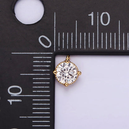 16K Gold Filled 6.3mm Clear Cubic Zirconia Minimalist Round Mini Charm | AG098