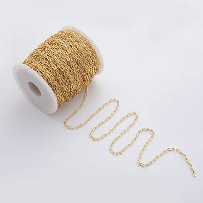 16K Gold Filled 6.5mm Minimalist Paperclip Unfinished Chain by Yard | Roll-1558