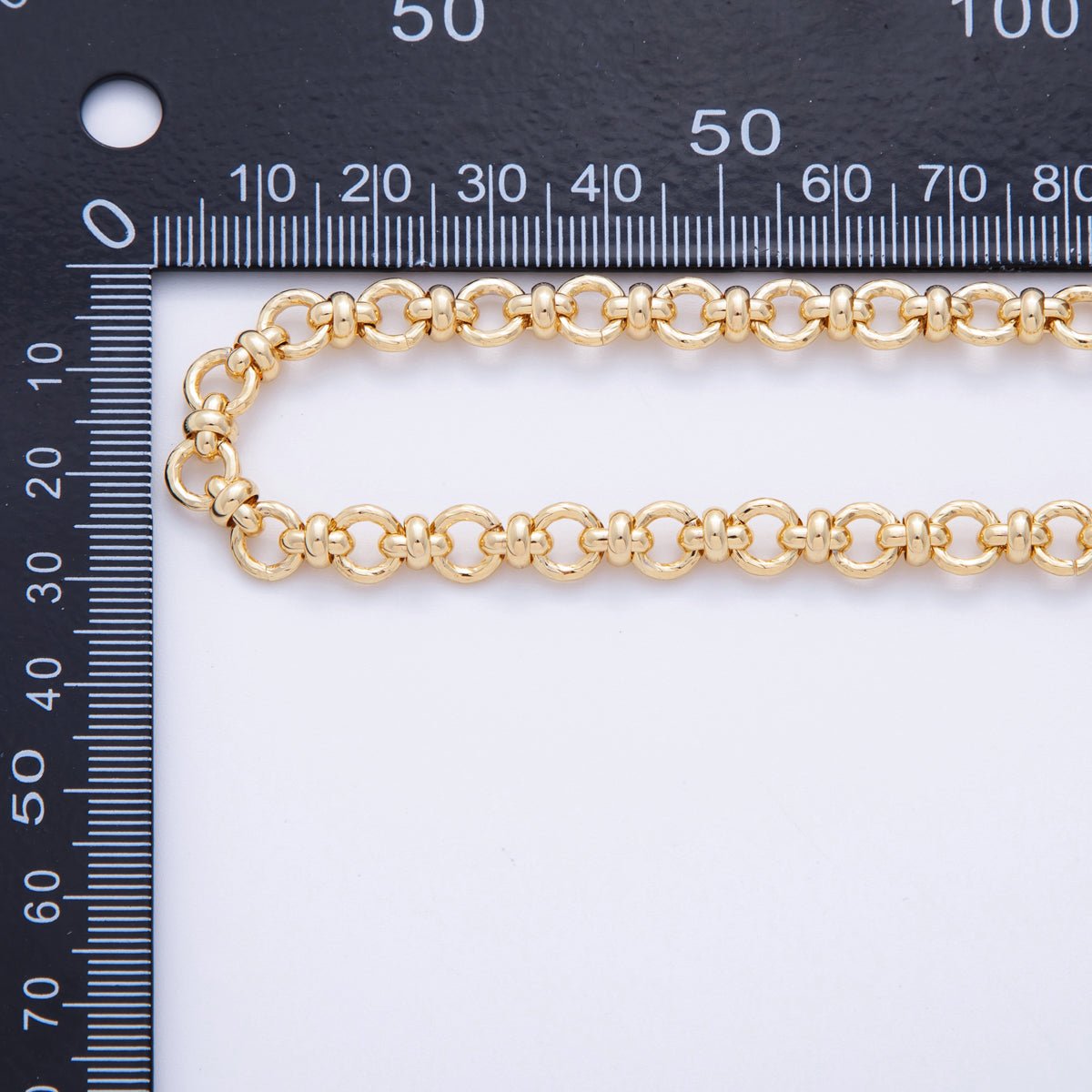 16K Gold Filled 6.8mm Rolo Figure Eight Link Unfinished Chain by Yard | Roll-1567