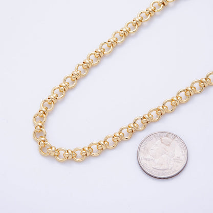 16K Gold Filled 6.8mm Rolo Figure Eight Link Unfinished Chain by Yard | Roll-1567