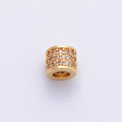 16K Gold Filled 6mm Black, Purple, Clear, Green, Blue, Fuchsia Micro Paved CZ Rondelle Bead | Beads-00022~00027