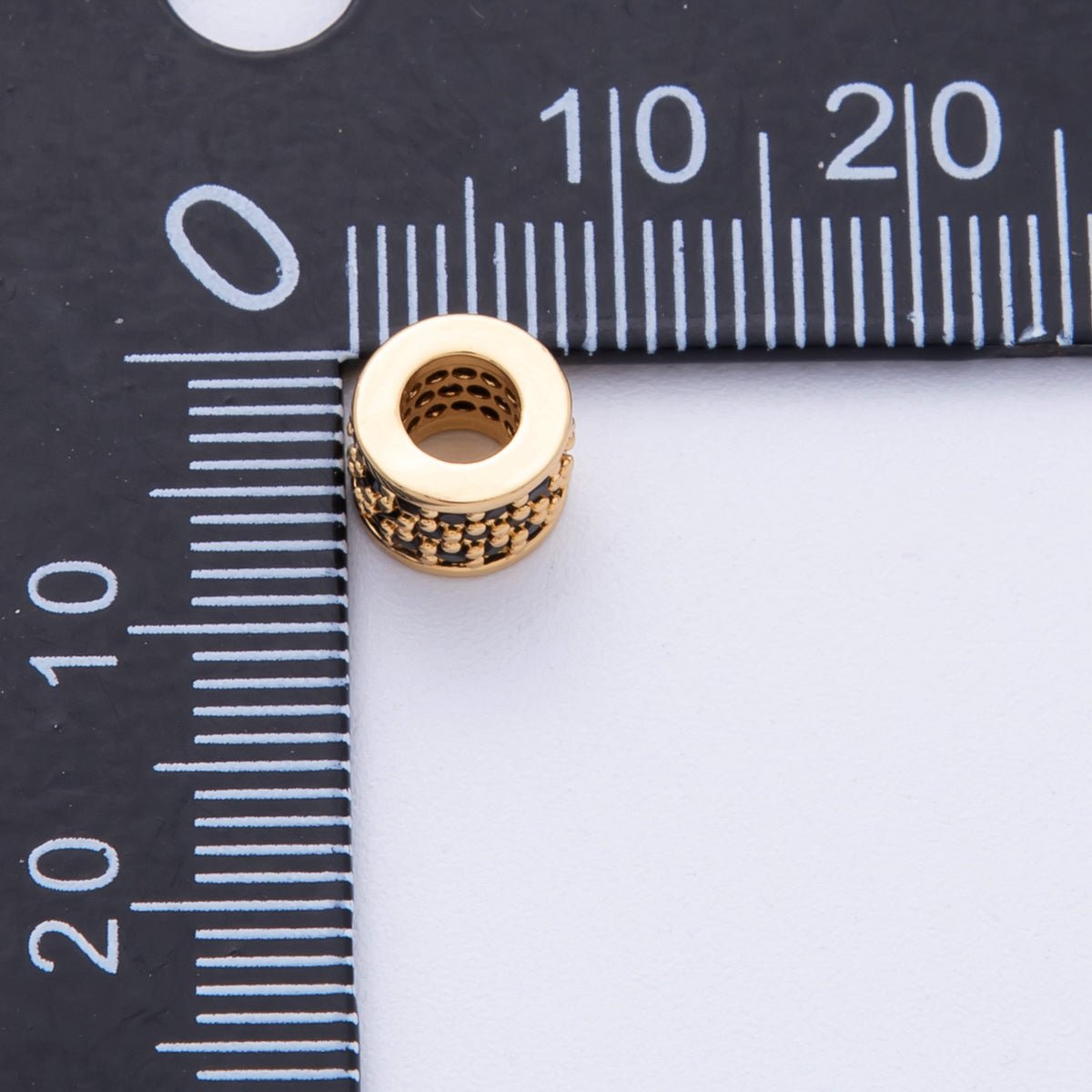 16K Gold Filled 6mm Black, Purple, Clear, Green, Blue, Fuchsia Micro Paved CZ Rondelle Bead | Beads-00022~00027