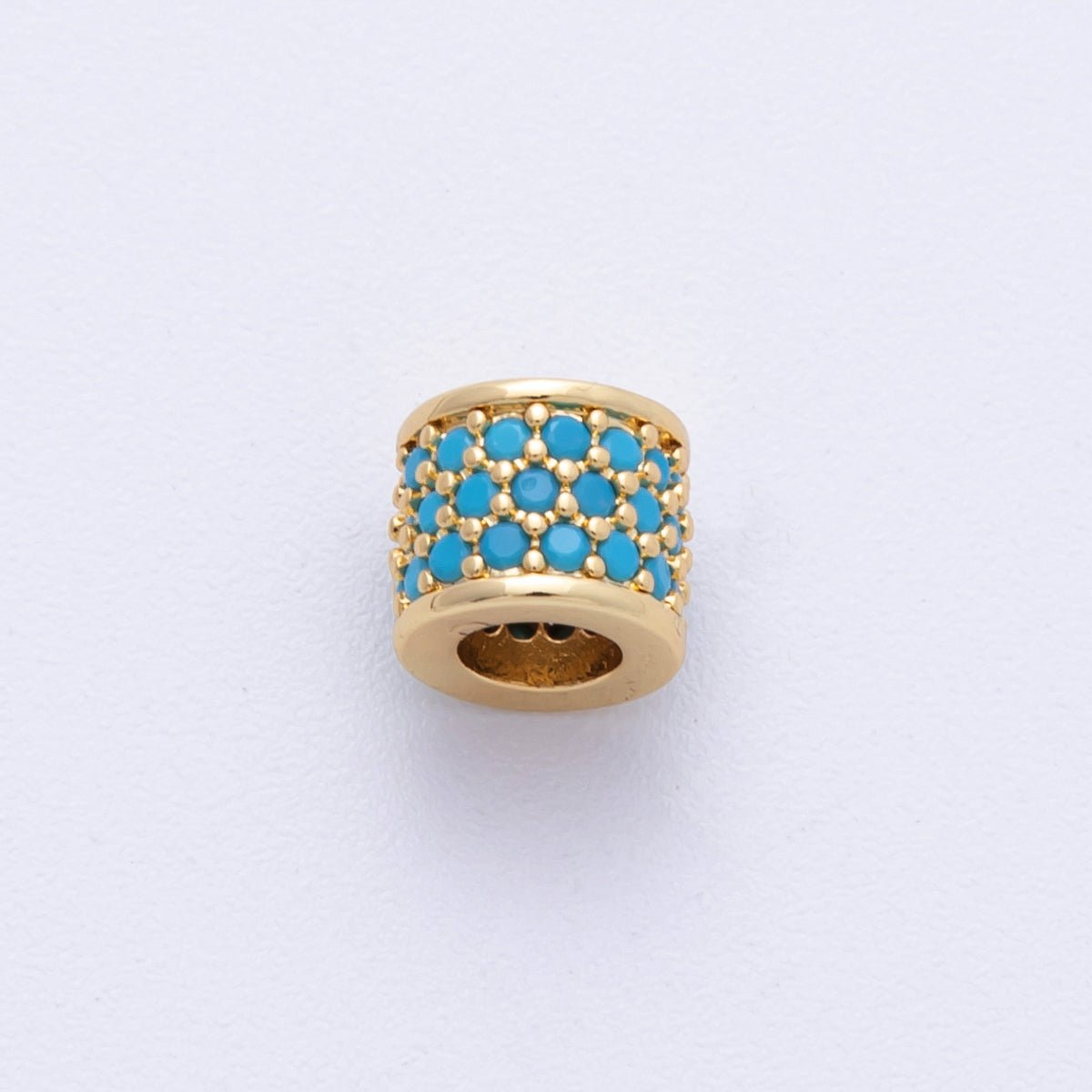16K Gold Filled 6mm Black, Purple, Clear, Green, Blue, Fuchsia Micro Paved CZ Rondelle Bead | Beads-00022~00027