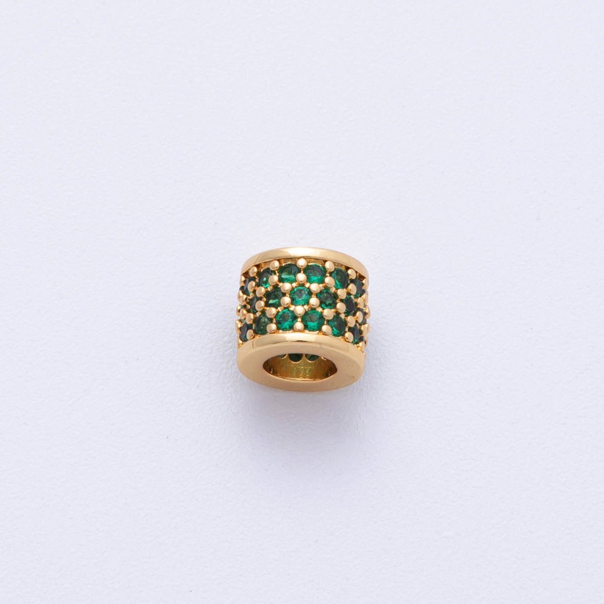16K Gold Filled 6mm Black, Purple, Clear, Green, Blue, Fuchsia Micro Paved CZ Rondelle Bead | Beads-00022~00027