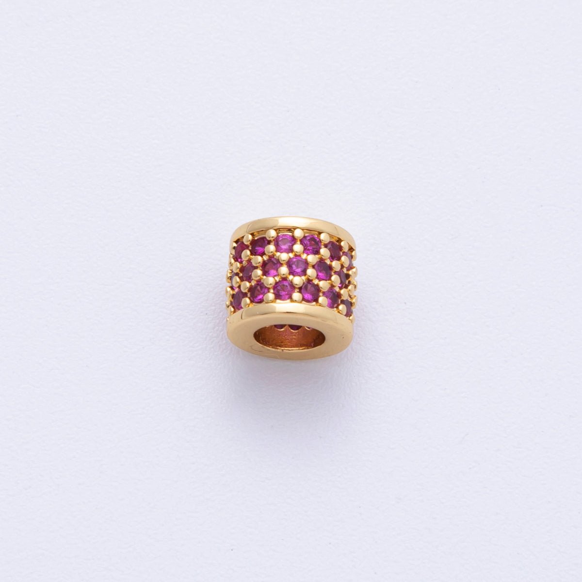 16K Gold Filled 6mm Black, Purple, Clear, Green, Blue, Fuchsia Micro Paved CZ Rondelle Bead | Beads-00022~00027
