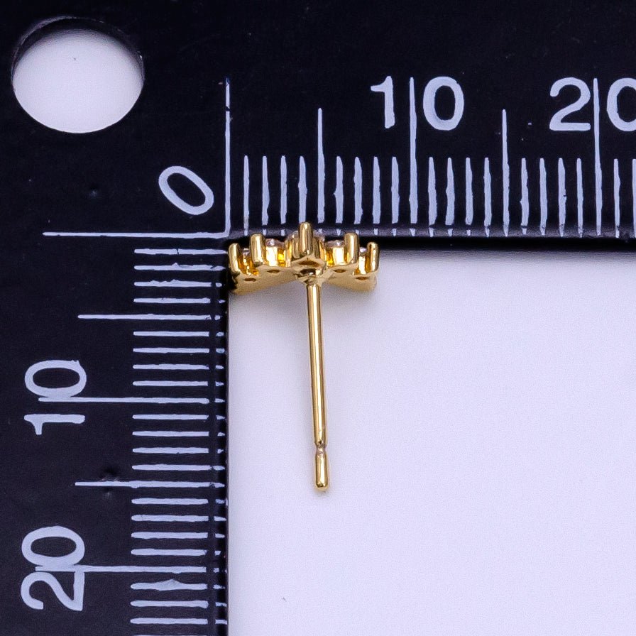 16K Gold Filled 6mm Clear CZ Geometric Arrow Stud Earrings | Clearance