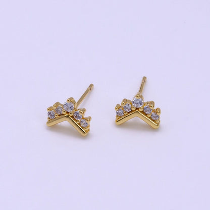 16K Gold Filled 6mm Clear CZ Geometric Arrow Stud Earrings | Clearance