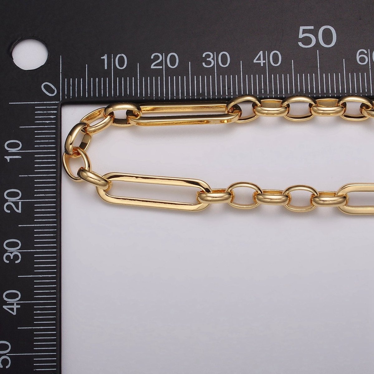 16K Gold Filled 6mm PaperClip Figaro Long and Short Fancy Unfinished Chain in Gold &amp; Silver | ROLL-1181 ROLL-1182 Clearance Pricing