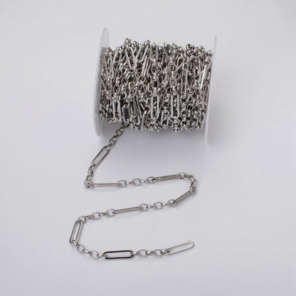 16K Gold Filled 6mm PaperClip Figaro Long and Short Fancy Unfinished Chain in Gold &amp; Silver | ROLL-1181 ROLL-1182 Clearance Pricing