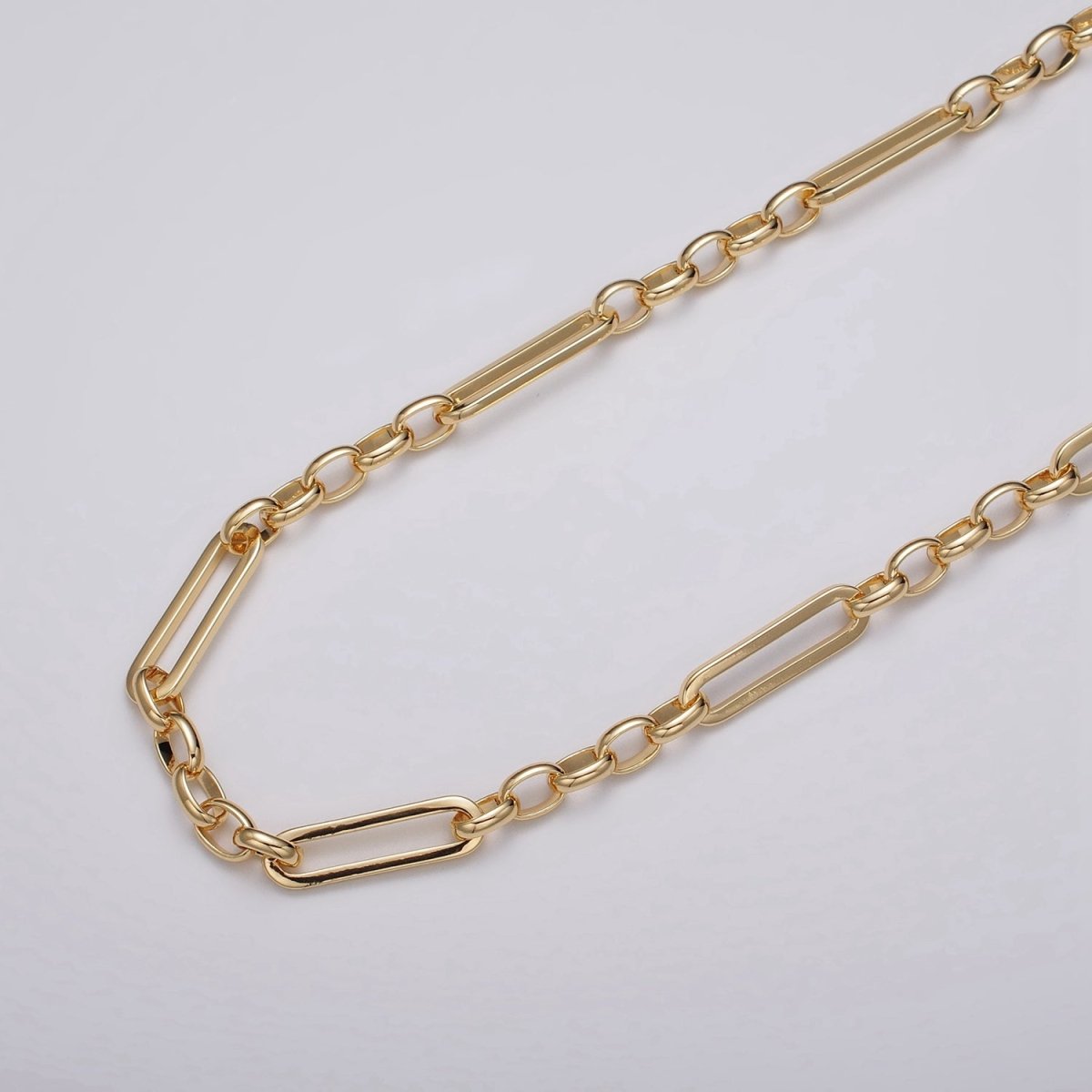 16K Gold Filled 6mm PaperClip Figaro Long and Short Fancy Unfinished Chain in Gold &amp; Silver | ROLL-1181 ROLL-1182 Clearance Pricing