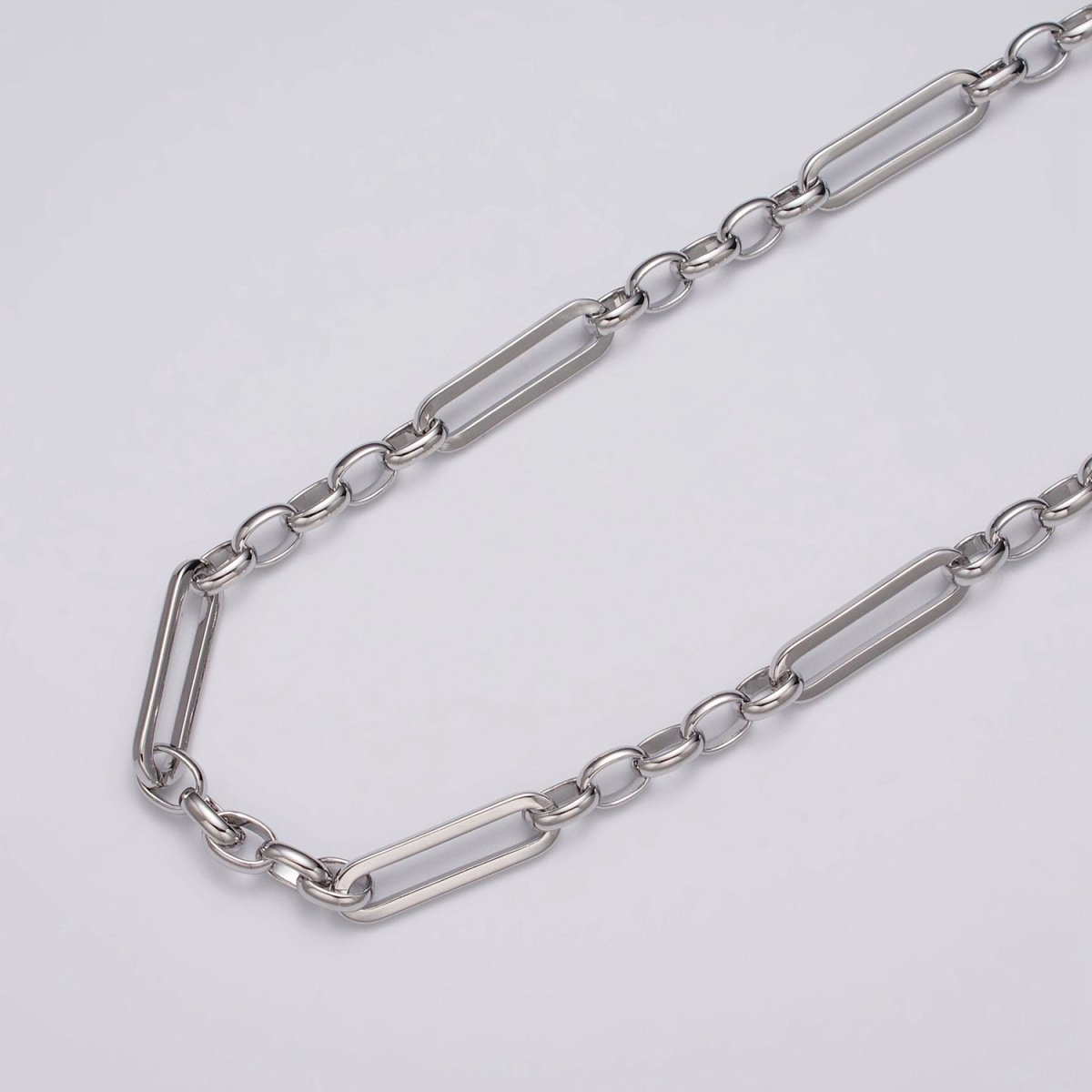 16K Gold Filled 6mm PaperClip Figaro Long and Short Fancy Unfinished Chain in Gold &amp; Silver | ROLL-1181 ROLL-1182 Clearance Pricing