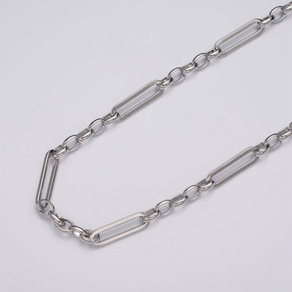 16K Gold Filled 6mm PaperClip Figaro Long and Short Fancy Unfinished Chain in Gold &amp; Silver | ROLL-1181 ROLL-1182 Clearance Pricing