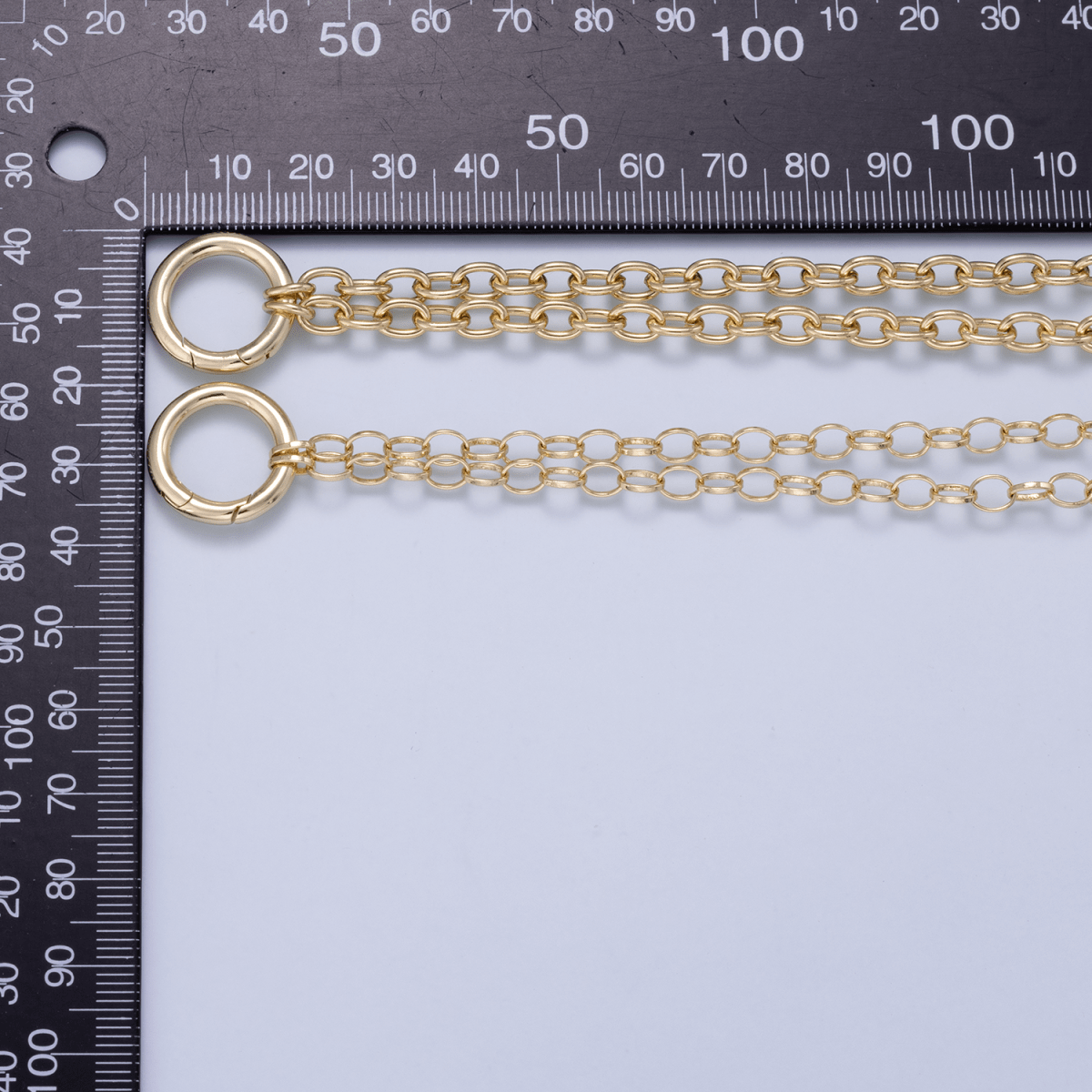 16K Gold Filled 5mm Push Gate Charm Connector Holder Ring Cable Chain 18 Inch Necklace | WA-00557
