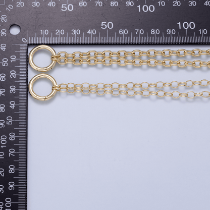 16K Gold Filled 6mm Push Gate Charm Connector Holder Ring Rolo Chain 18 Inch Necklace | WA-00558