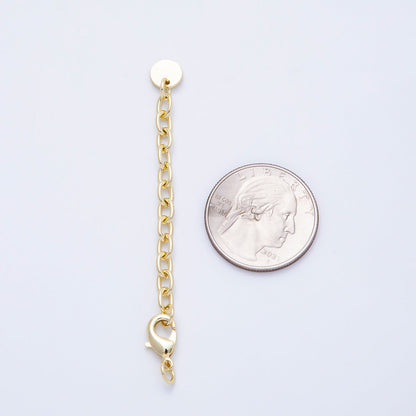 16K Gold Filled 7 Inch Lobster Clasp Round Tag Cable Chain Extender Closure | Findings-00168