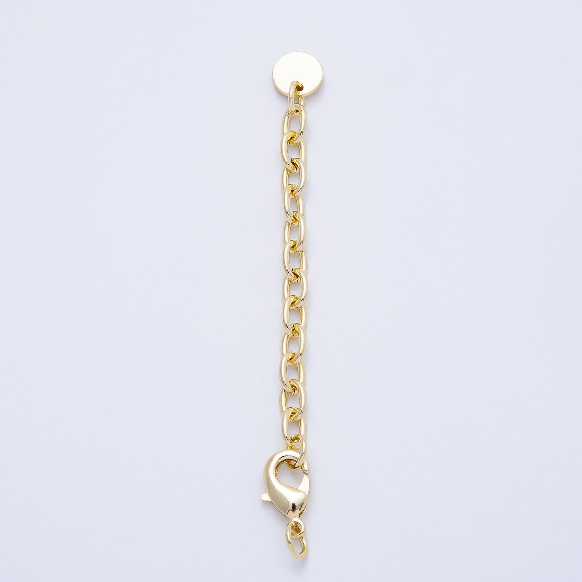 16K Gold Filled 7 Inch Lobster Clasp Round Tag Cable Chain Extender Closure | Findings-00168