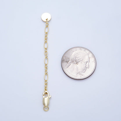 16K Gold Filled 7 Inch Lobster Clasp Round Tag Figaro Chain Extender Closure | Findings-00169