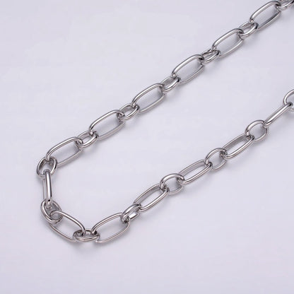 16K Gold Plated 7.2mm Rectangular Paperclip Cable Link Unfinished Chain by Yard in Gold &amp; Silver | ROLL-1229 ROLL-1230 Clearance Pricing
