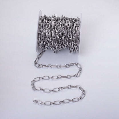16K Gold Plated 7.2mm Rectangular Paperclip Cable Link Unfinished Chain by Yard in Gold &amp; Silver | ROLL-1229 ROLL-1230 Clearance Pricing
