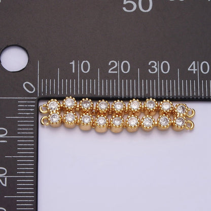 16K Gold Filled 73mm Double Clear Round CZ Connector in Gold &amp; Silver | Y-884