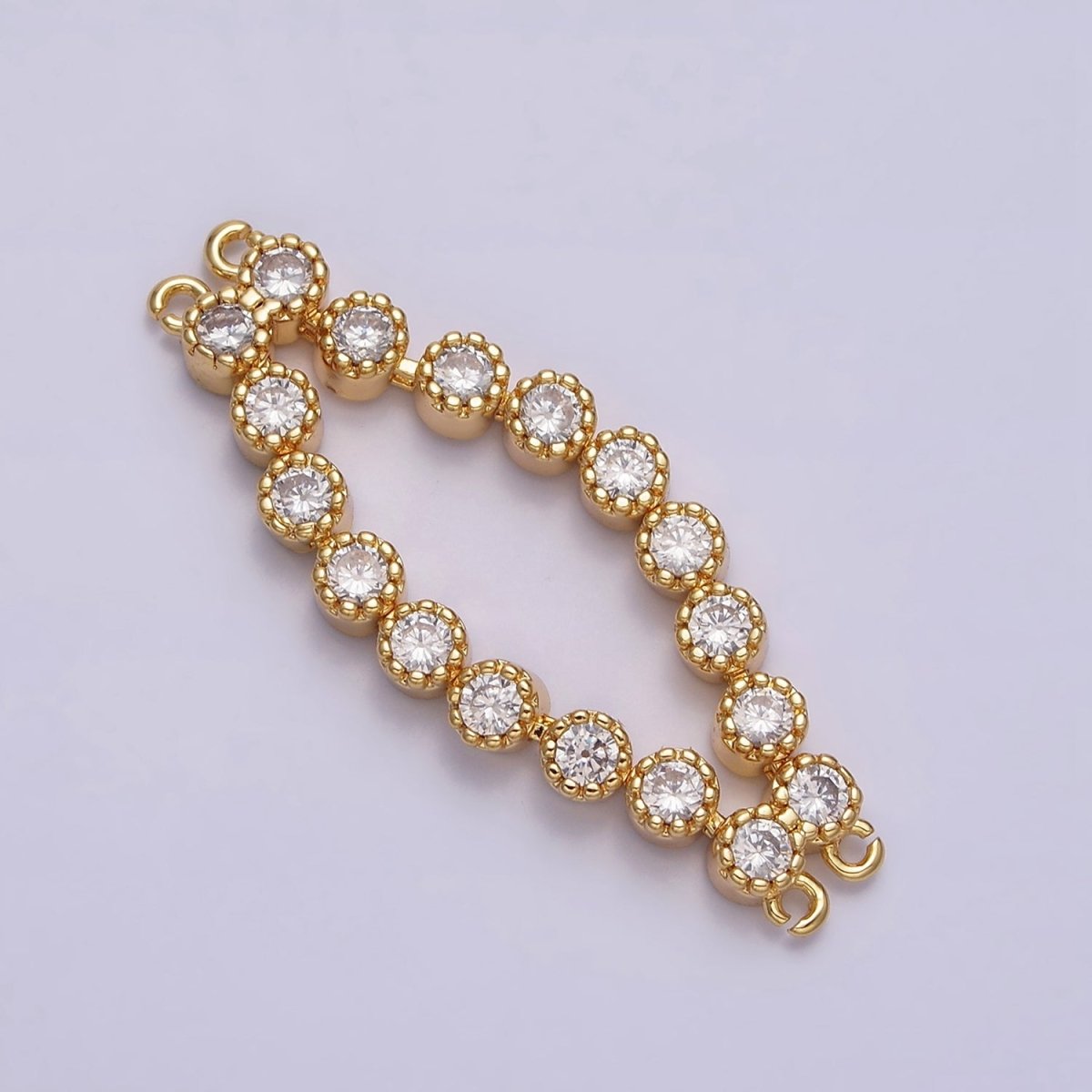 16K Gold Filled 73mm Double Clear Round CZ Connector in Gold &amp; Silver | Y-884