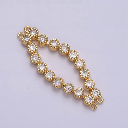 16K Gold Filled 73mm Double Clear Round CZ Connector in Gold &amp; Silver | Y-884