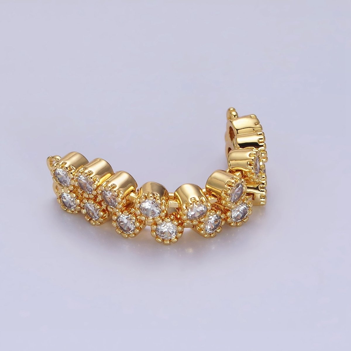 16K Gold Filled 73mm Double Clear Round CZ Connector in Gold &amp; Silver | Y-884