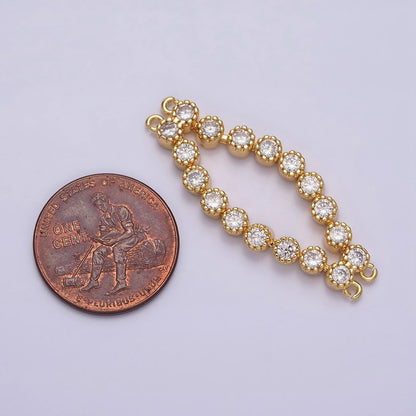 16K Gold Filled 73mm Double Clear Round CZ Connector in Gold &amp; Silver | Y-884