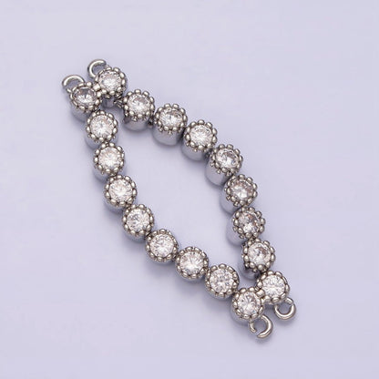 16K Gold Filled 73mm Double Clear Round CZ Connector in Gold &amp; Silver | Y-884
