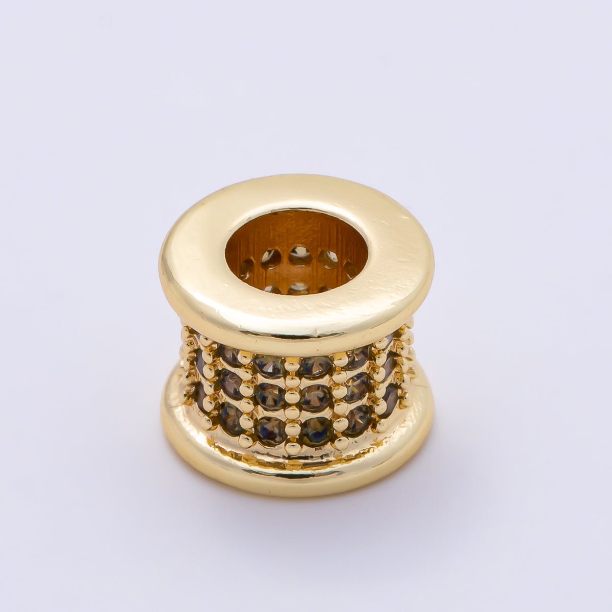 16K Gold Filled 7.5mm Birthstone Micro Paved CZ Wide Spacer Beads | Beads-00351 ~ Beads-00362