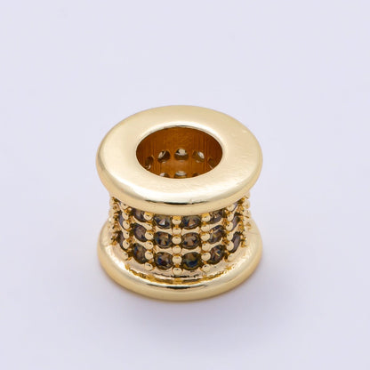 16K Gold Filled 7.5mm Birthstone Micro Paved CZ Wide Spacer Beads | Beads-00351 ~ Beads-00362
