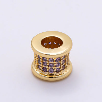 16K Gold Filled 7.5mm Birthstone Micro Paved CZ Wide Spacer Beads | Beads-00351 ~ Beads-00362