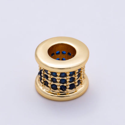 16K Gold Filled 7.5mm Birthstone Micro Paved CZ Wide Spacer Beads | Beads-00351 ~ Beads-00362