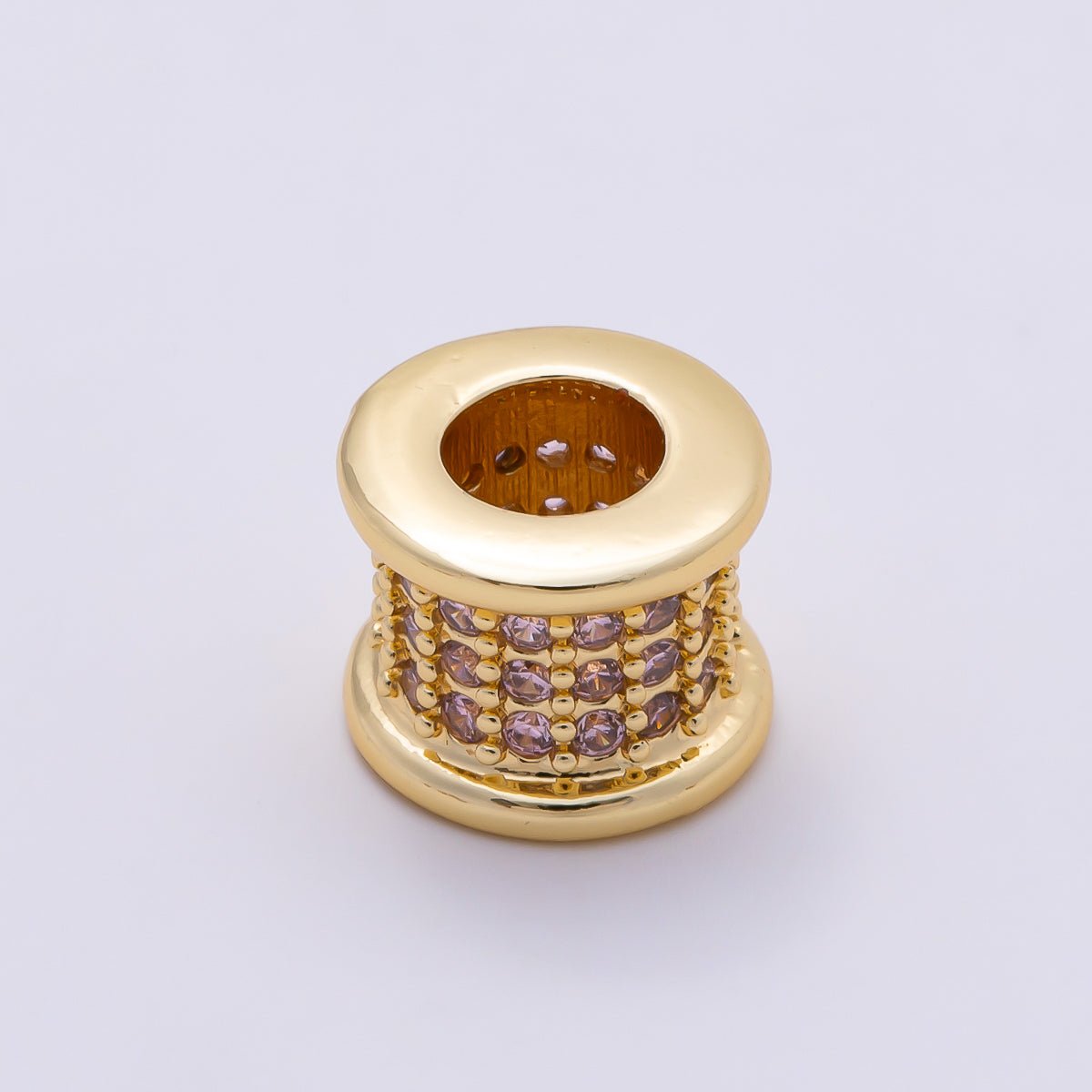 16K Gold Filled 7.5mm Birthstone Micro Paved CZ Wide Spacer Beads | Beads-00351 ~ Beads-00362