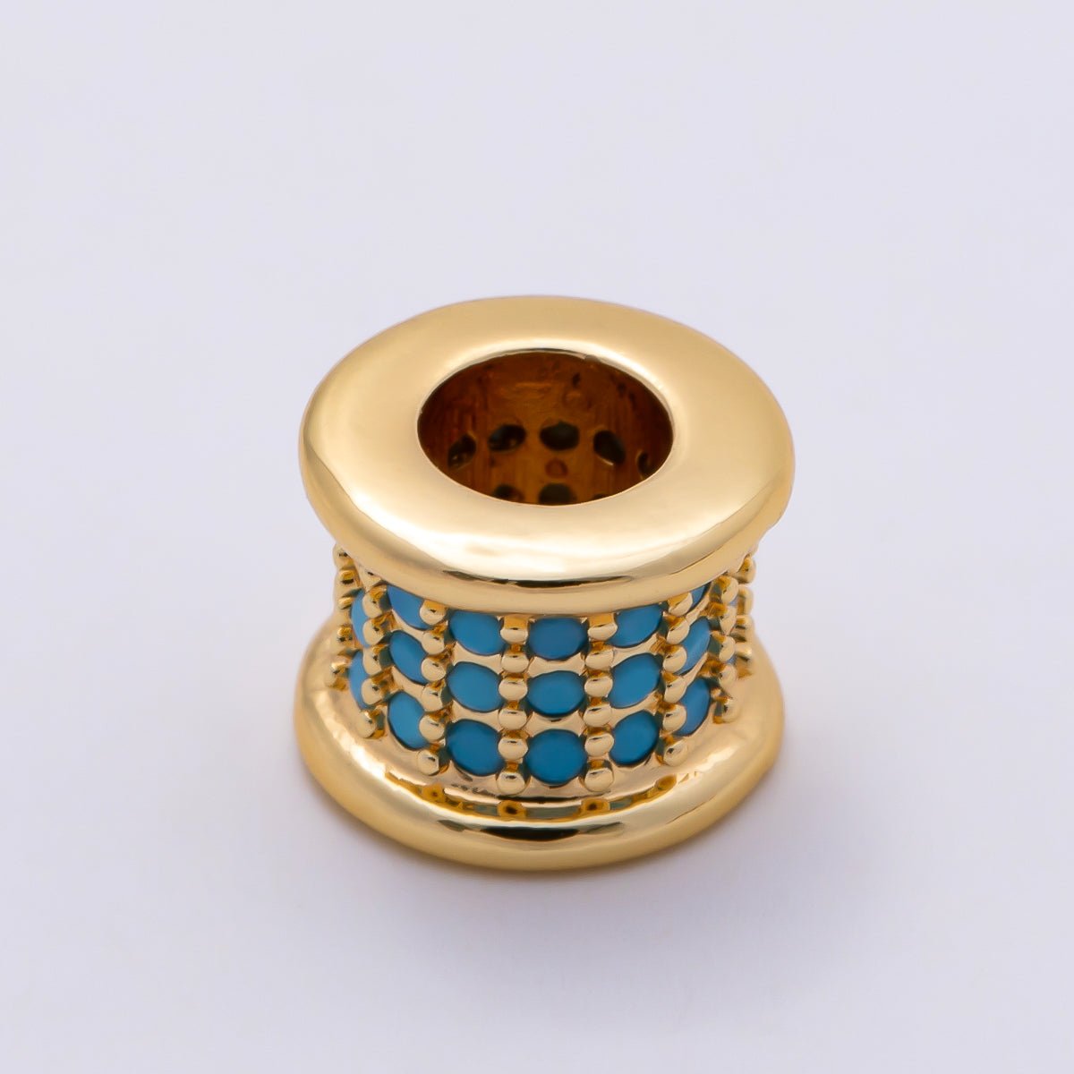 16K Gold Filled 7.5mm Birthstone Micro Paved CZ Wide Spacer Beads | Beads-00351 ~ Beads-00362
