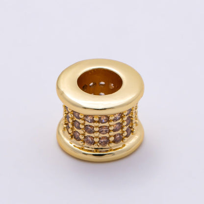 16K Gold Filled 7.5mm Birthstone Micro Paved CZ Wide Spacer Beads | Beads-00351 ~ Beads-00362