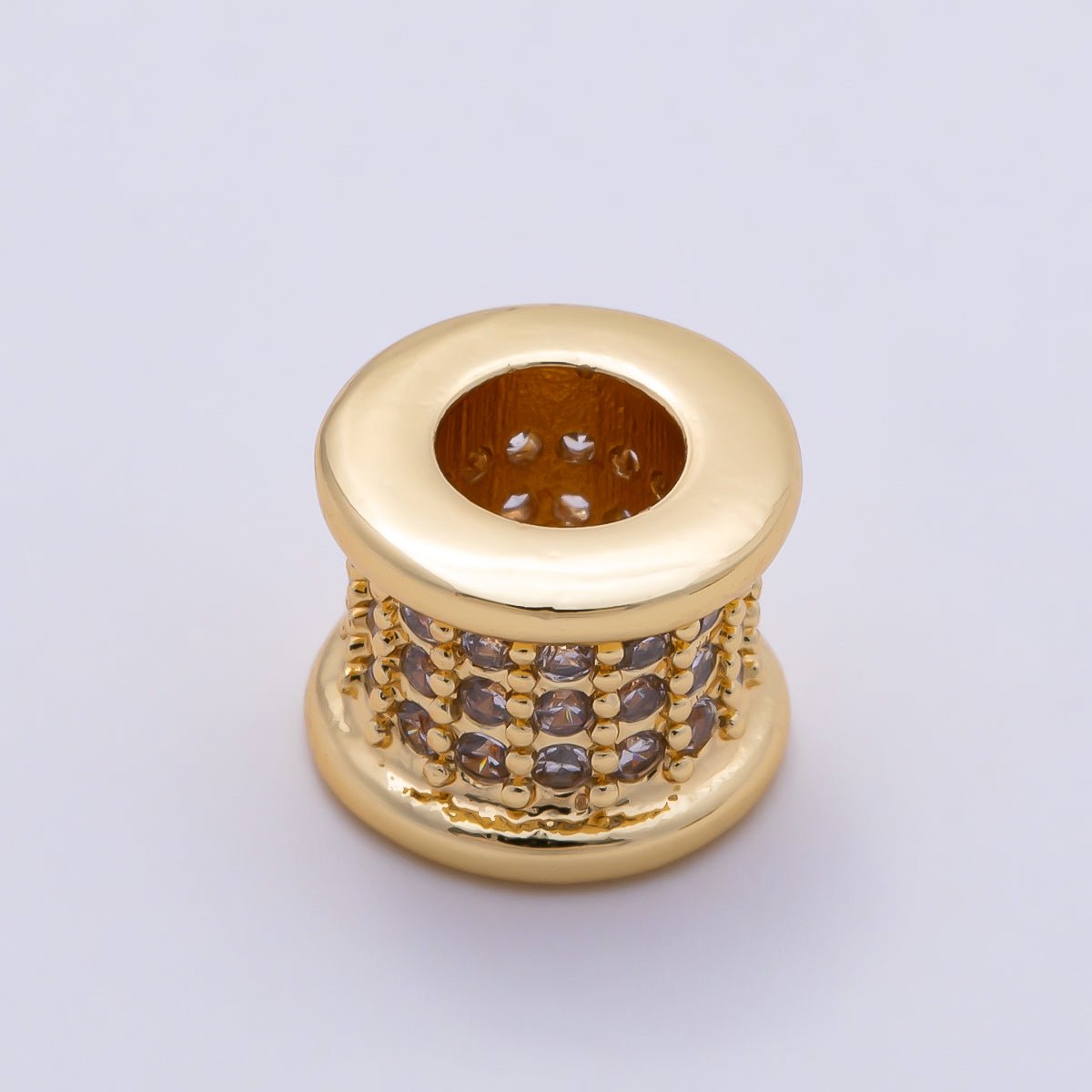 16K Gold Filled 7.5mm Birthstone Micro Paved CZ Wide Spacer Beads | Beads-00351 ~ Beads-00362