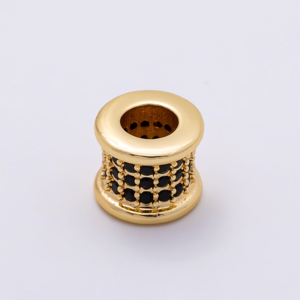 16K Gold Filled 7.5mm Birthstone Micro Paved CZ Wide Spacer Beads | Beads-00351 ~ Beads-00362