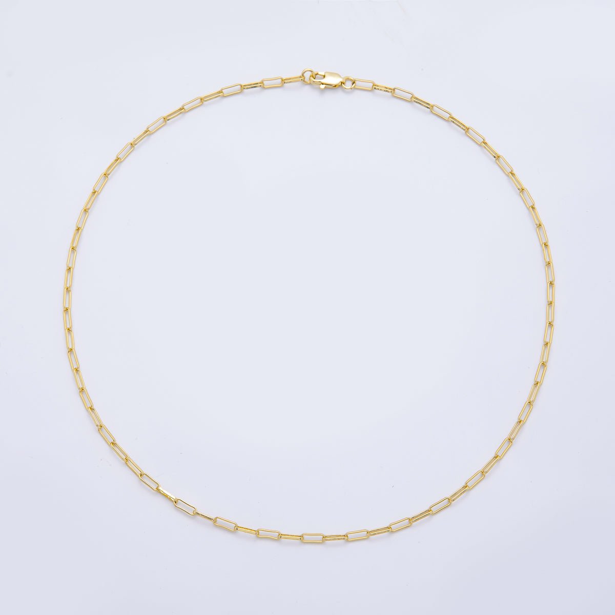 16K Gold Filled 7.5mm x 3.2mm Minimalist Paperclip Chain 20 Inch Necklace | WA-4082