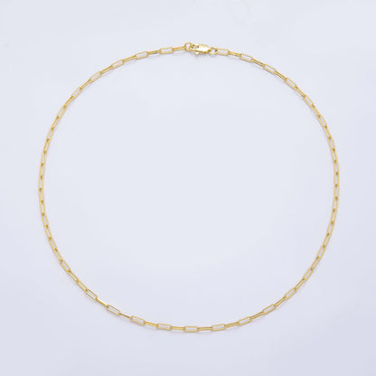 16K Gold Filled 7.5mm x 3.2mm Minimalist Paperclip Chain 20 Inch Necklace | WA-4082