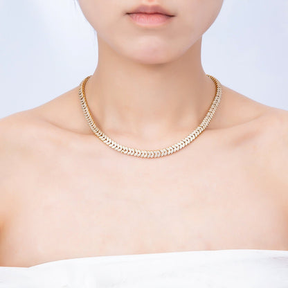 16K Gold Filled 7mm Micro Paved CZ Heart Curb Chain 17 Inch Adjustable Necklace | WA-04758