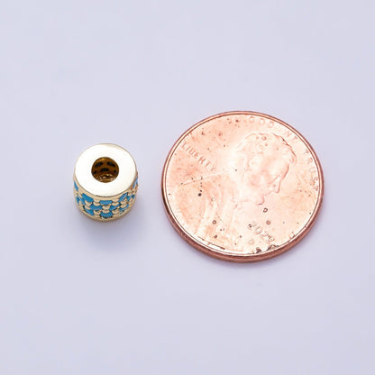 16K Gold Filled 7.5mm Turquoise Micro Paved Wide Bead in Gold &amp; Silver | Beads-00514 Beads-00515