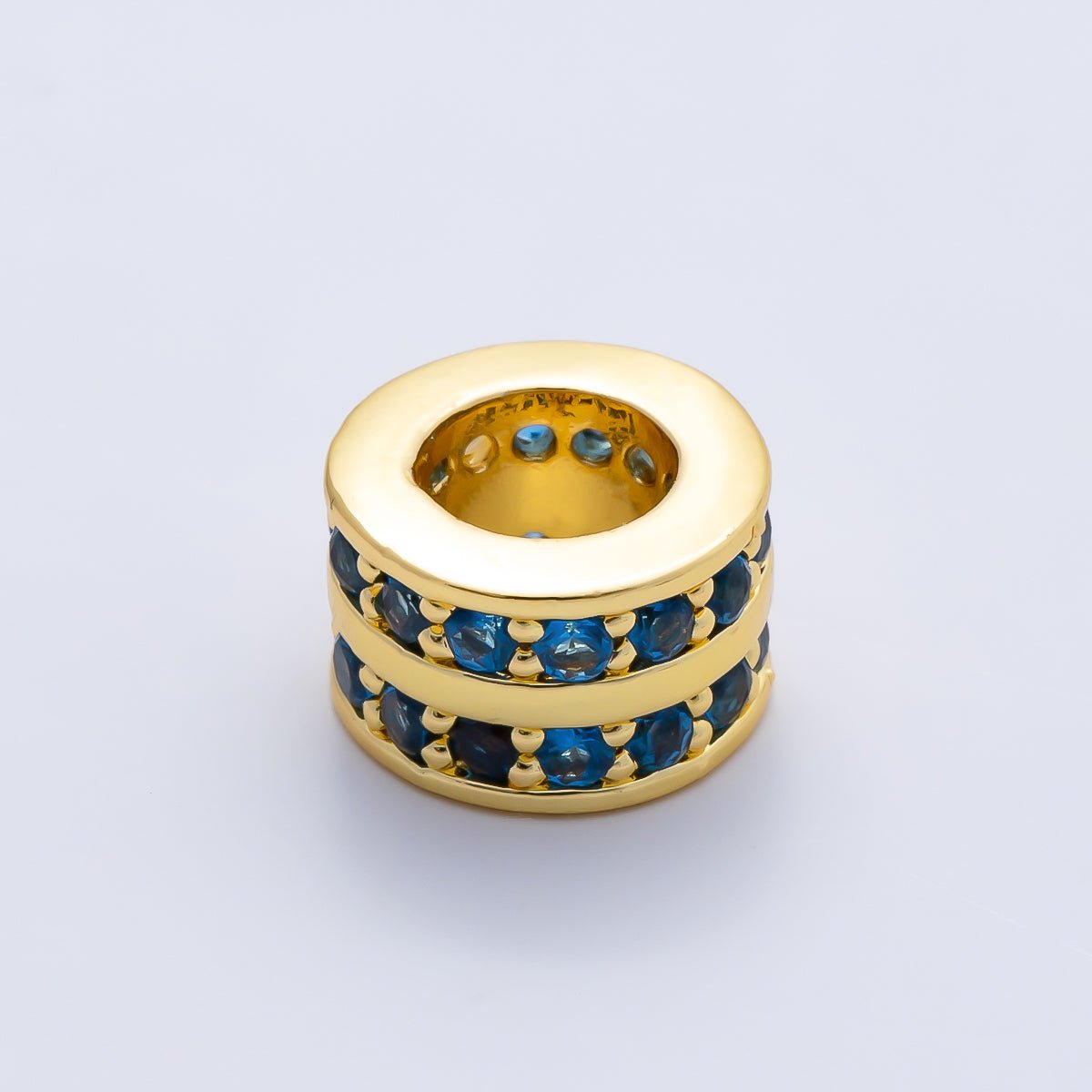 16K Gold Filled 8.7mm Double Lined Micro Paved CZ Birthstone Rondelle Bead | Beads-00400 ~ Beads-00411