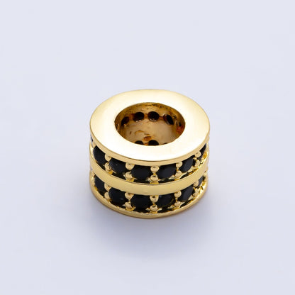 16K Gold Filled 8.7mm Double Lined Micro Paved CZ Birthstone Rondelle Bead | Beads-00400 ~ Beads-00411