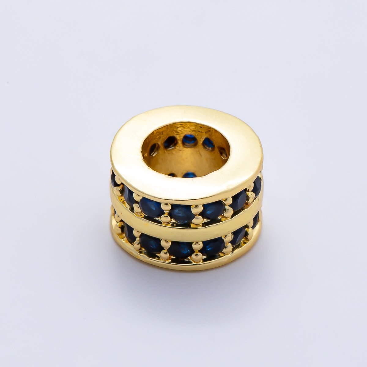 16K Gold Filled 8.7mm Double Lined Micro Paved CZ Birthstone Rondelle Bead | Beads-00400 ~ Beads-00411