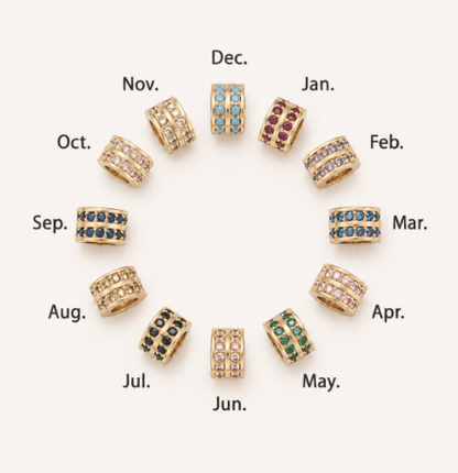 16K Gold Filled 8.7mm Double Lined Micro Paved CZ Birthstone Rondelle Bead | Beads-00400 ~ Beads-00411