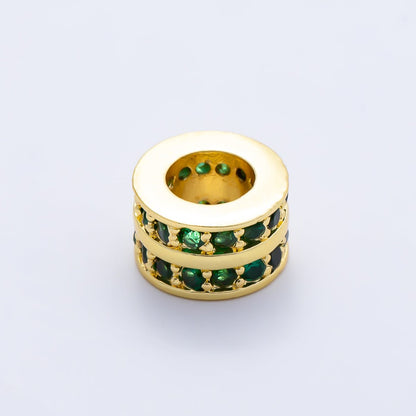 16K Gold Filled 8.7mm Double Lined Micro Paved CZ Birthstone Rondelle Bead | Beads-00400 ~ Beads-00411