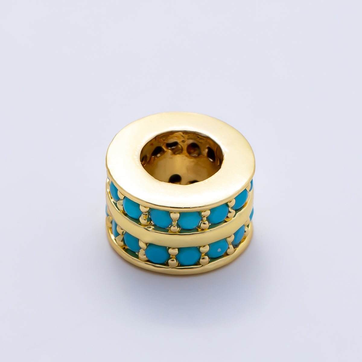 16K Gold Filled 8.7mm Double Lined Micro Paved CZ Birthstone Rondelle Bead | Beads-00400 ~ Beads-00411