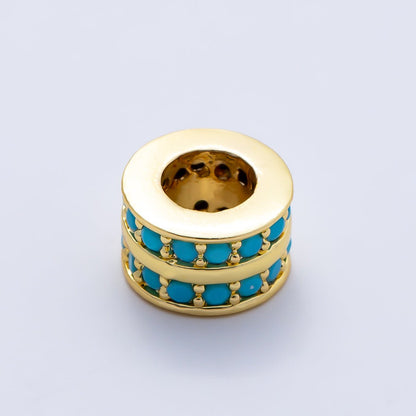 16K Gold Filled 8.7mm Double Lined Micro Paved CZ Birthstone Rondelle Bead | Beads-00400 ~ Beads-00411