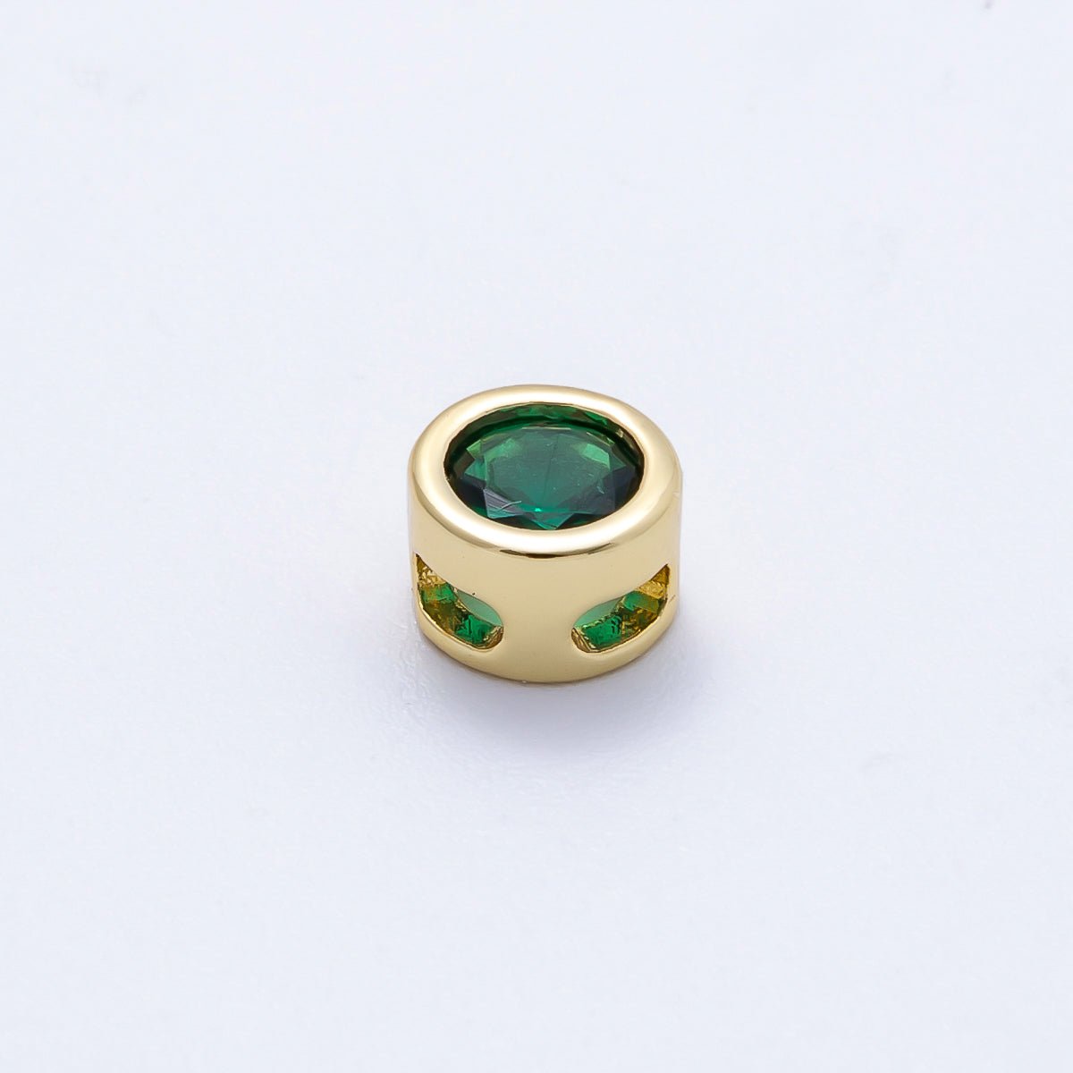 16K Gold Filled 8mm Round Bezel Birthstone Bead Set | Beads-00278 ~ Beads-00289